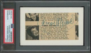 Carmen Miranda (1909 - 1955) Autograph Cut | Psa/dna Certified/slabbed Signed
