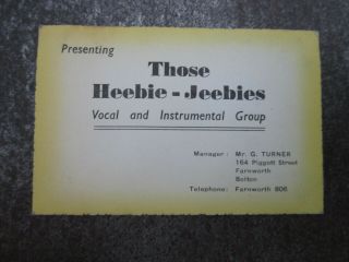 Those Heebie Jeebies Group Business Card Music Memorabilia