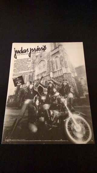 Judas Priest " Hell Bent For Leather " (1979) Rare Print Promo Poster Ad