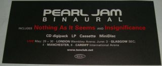 PEARL JAM Binaural 2000 Promo Sticker EPIC RARE Eddie Vedder 2