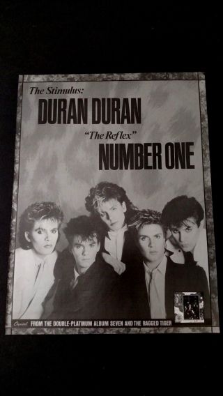 Duran Duran " The Reflex " (1984) Rare Print Promo Poster Ad