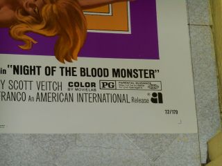 NIGHT OF THE BLOOD MONSTER one - sheet movie poster Christopher Lee 2