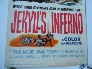 Jekyll ' s Inferno insert Hammer horror movie poster Two Faces of Dr Jekyll 2