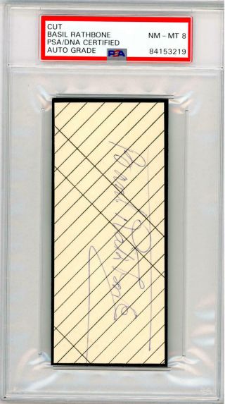 Basil Rathbone Signed Autograph.  D.  1967 Psa 8 Nm - Mt