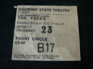 The Face (rod Stewart) Concert Ticket Gaumont Theatre 1974 (j1/10) Rl