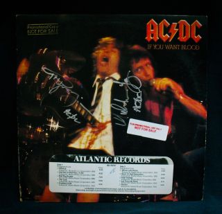 Ac/dc Autographed If You Want Blood Promo Album By Malcolm Young & Angus Young