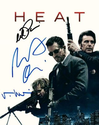 Heat Cast Val Kilmer Al Pacino Robert Deniro Autographed Signed 8x10 Photopiccoa