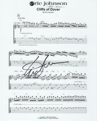 Eric Johnson Guitarist Real Hand Signed Cliffs Of Dover Sheet Music 1