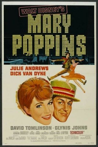 1973 Mary Poppins Movie House Full Sheet Poster Vf
