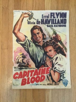 Errol Flynn Captain Blood Vintage Belgian Poster