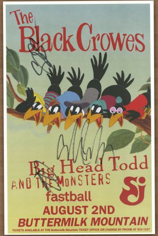 Black Crowes Autographed Gig Poster Steve Gorman,  Chris & Rich Robinson