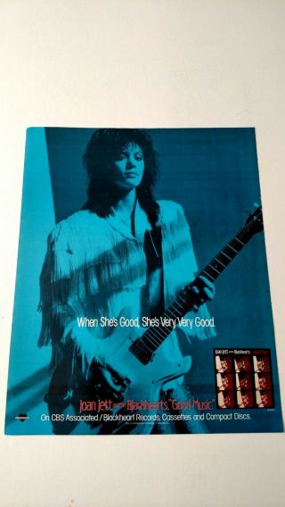 Joan Jett & Blackhearts " Good Music " 1986 Rare Print Promo Poster Ad