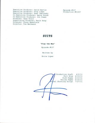 Patrick J Adams Signed Autographed Suits Play The Man Episode Script Ab