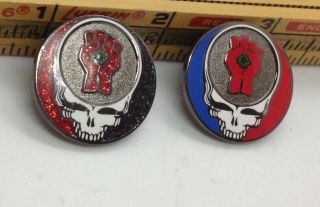 Grateful Dead Skull Pin Steal Your Face Hunter S.  Thompson Gonzo Fist 2 Pins