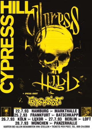 Tour Poster Cypress Hill Ft.  Funkdoobiest 1993 Germany Concert 24x34 "