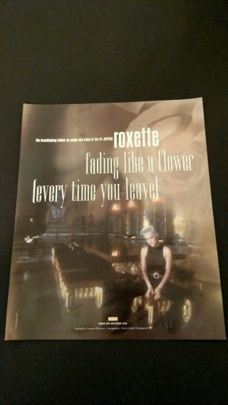 Roxette " Fading Like A Flower " (1991) Rare Print Promo Poster Ad