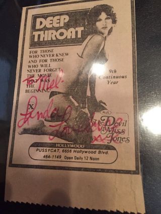 Linda Lovelace Signed Adult Star Deceased Deep Throat Ad Xxx Autograph