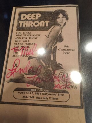 Linda Lovelace Signed Adult Star Deceased Deep Throat Ad XXX Autograph 6