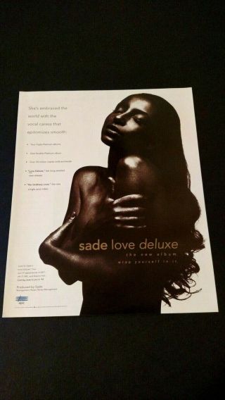Sade " Love Deluxe " 1992 Rare Print Promo Poster Ad
