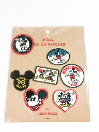 Disney Mickey Mouse Iron On Patches 90 Anniversary By Junk Food,  Set 7 Count