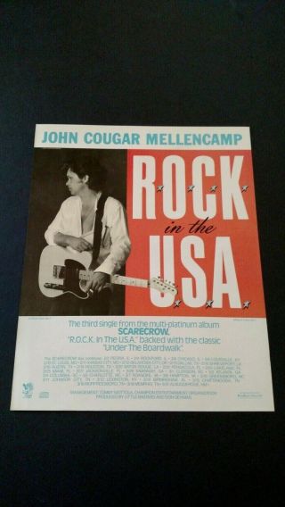 John Cougar Mellencamp " Scarecrow " 1986 Rare Print Promo Poster Ad