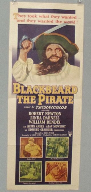 Blackbeard,  The Pirate (1952) Robert Newton,  Linda Darnell 14x36 Good Vg.  00041