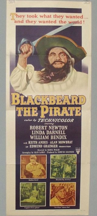 Blackbeard,  the Pirate (1952) Robert Newton,  Linda Darnell 14X36 GOOD VG.  00041 2