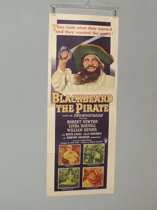 Blackbeard,  the Pirate (1952) Robert Newton,  Linda Darnell 14X36 GOOD VG.  00041 4