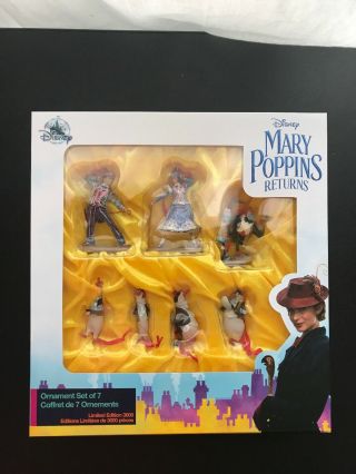 Disney Mary Poppins Returns Limited Edition Holiday Ornament Set Of 7 Nib