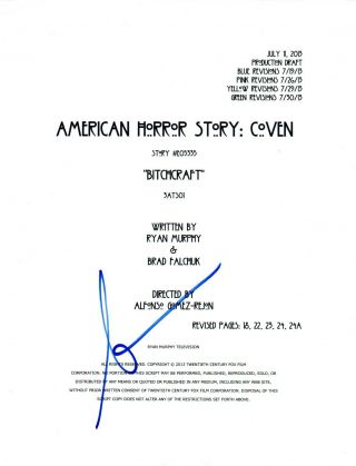 Sarah Paulson Signed Autograph AMERICAN HORROR STORY COVEN Pilot Script AB 4