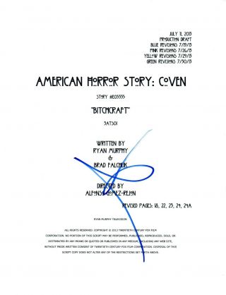 Sarah Paulson Signed Autograph AMERICAN HORROR STORY COVEN Pilot Script AB 5