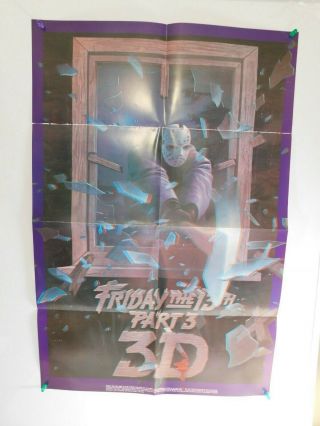 Vtg Horror Classic Friday The 13th Part 3 - 3 - D Movie Film Poster,  1982