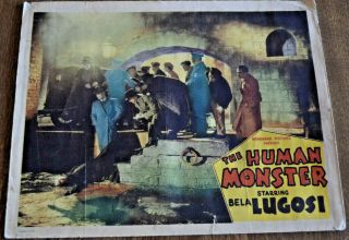 Bela Lugosi - " The Human Monster " (1939) Lobby Card - Very Good - Edgar Wallace