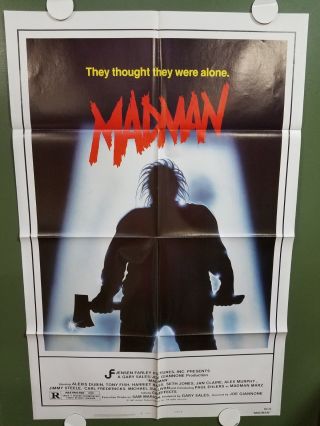 1981 Madman One Sheet Poster 27 " X41 " Alexis Dubin Summer Camp Axe Slasher Horror