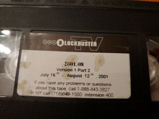 Last One Rare Blockbuster Video In Store Promo Vhs 2001.  08 July/august 2001