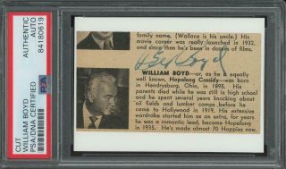 William Boyd Autograph Cut (" Hopalong Cassidy " - Signed) Psa/dna Certified