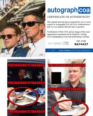 Christian Bale & Matt Damon Signed " Ford V Ferrari " 8x10 Photo Exact Proof Acoa