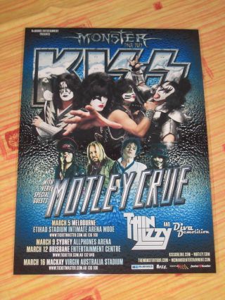 Kiss - Motley Crue - Australian Tour 2013 - Laminated Promo Poster