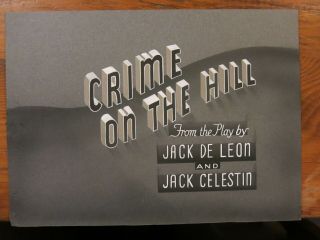 Rare Hand Painted Film Title Card Crime On The Hill 1933 Sally Blane