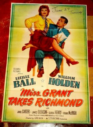 Miss Grant Takes Richmond Orig 1949 Lucille Ball,  William Holden 1sheet Poster