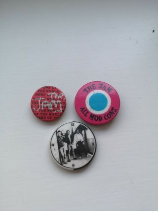 Vintage The Jam (mods) 3 Promo Badge Bundle Circa Late 70s /80s