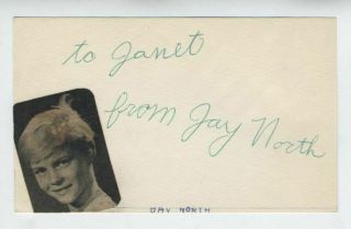 C1959 Jay North Dennis The Menace Autograph 3x5 Card Tv Show Signed Green Ink