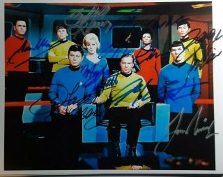 Star Trek Cast - Signed By 8 Authentic Autograph 8x10 Photo