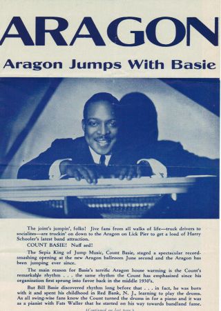 Count Basie Aragon Ballroom Program Big Band Los Angeles California C.  1943