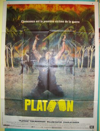 Platoon - Vietnam War - O.  Stone - Tom Berenger - W.  Dafoe - Ch.  Sheen - French (47x63 Inch)