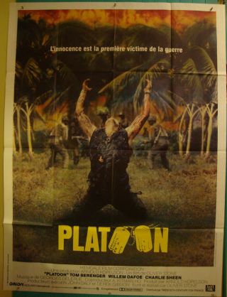 Platoon - Vietnam War - O.  Stone - Tom Berenger - W.  Dafoe - Ch.  Sheen - French (47x63 inch) 2