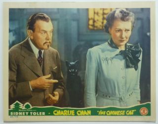 Charlie Chan Sidney Toler 1940s Lobby Card Chinese Cat Detective