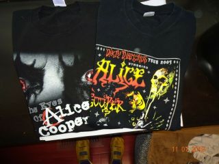 Two Black T Shirt Music Alice Cooper Eyes Dirty Diamonds Tour 2005 Skull