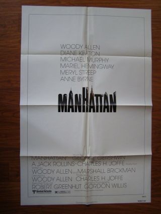 Vintage Movie Poster 1 Sheet 1979 Manhattan Woody Allen,  Diane Keaton
