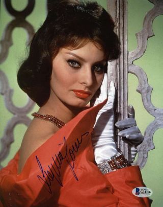 Sophia Loren Bas Beckett Hand Signed 8x10 Photo Autograph 8